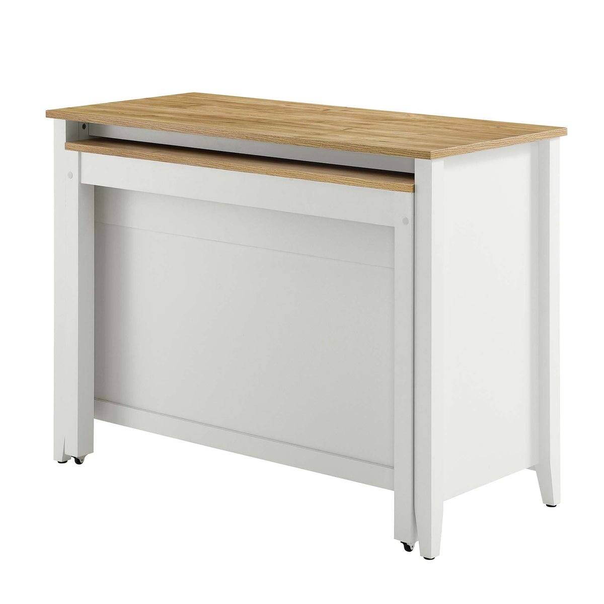 Garland Kitchen Island by Modway, white base with natural oak wood top, rolling casters on Tampa Home & Garden Store