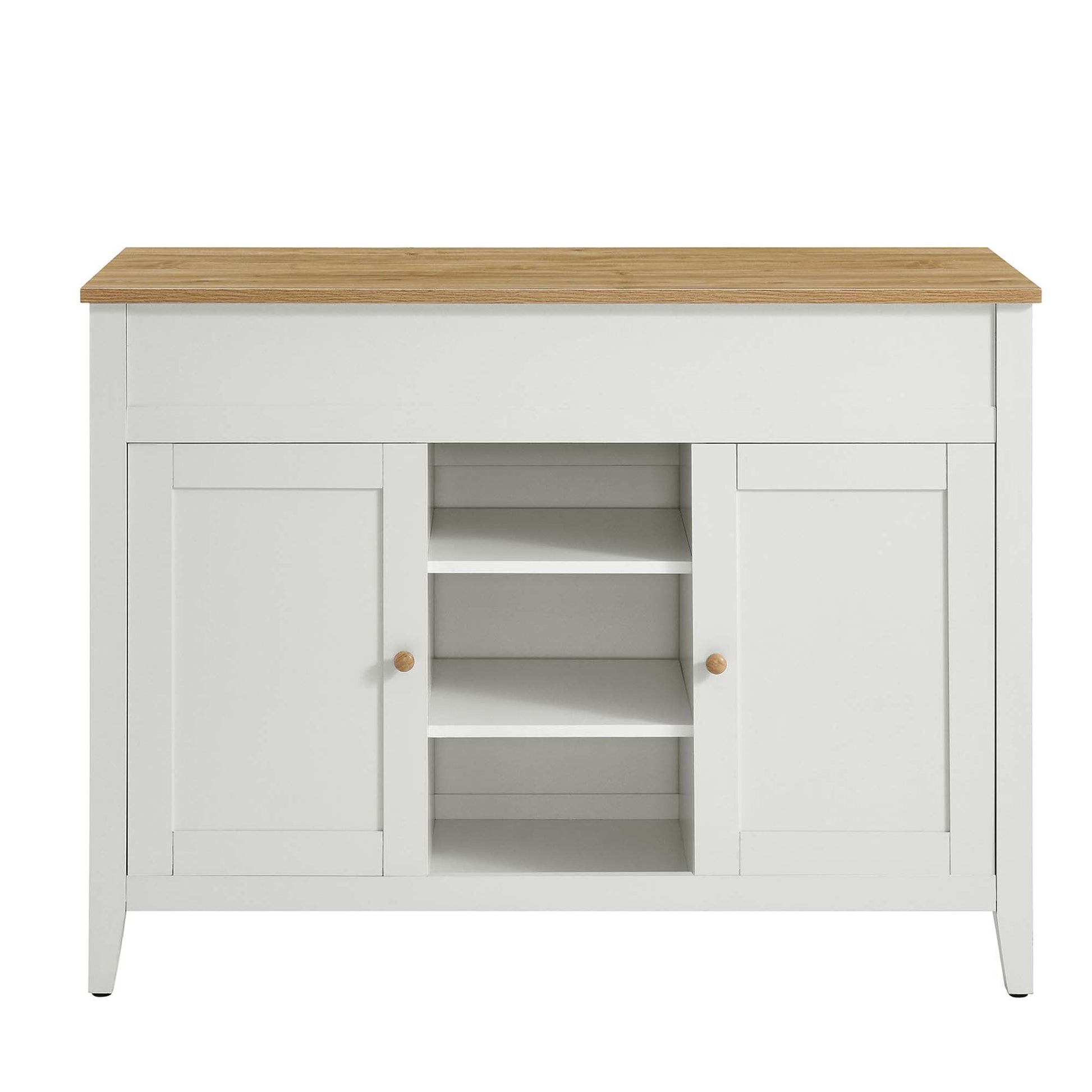 Garland Kitchen Island by Modway with oak top, light gray base, wood knob doors on Tampa Home & Garden Store