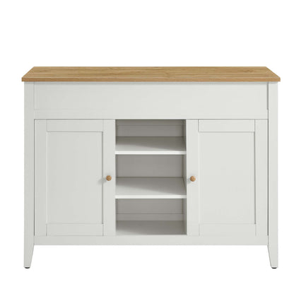 Garland Kitchen Island by Modway with oak top, light gray base, wood knob doors on Tampa Home & Garden Store