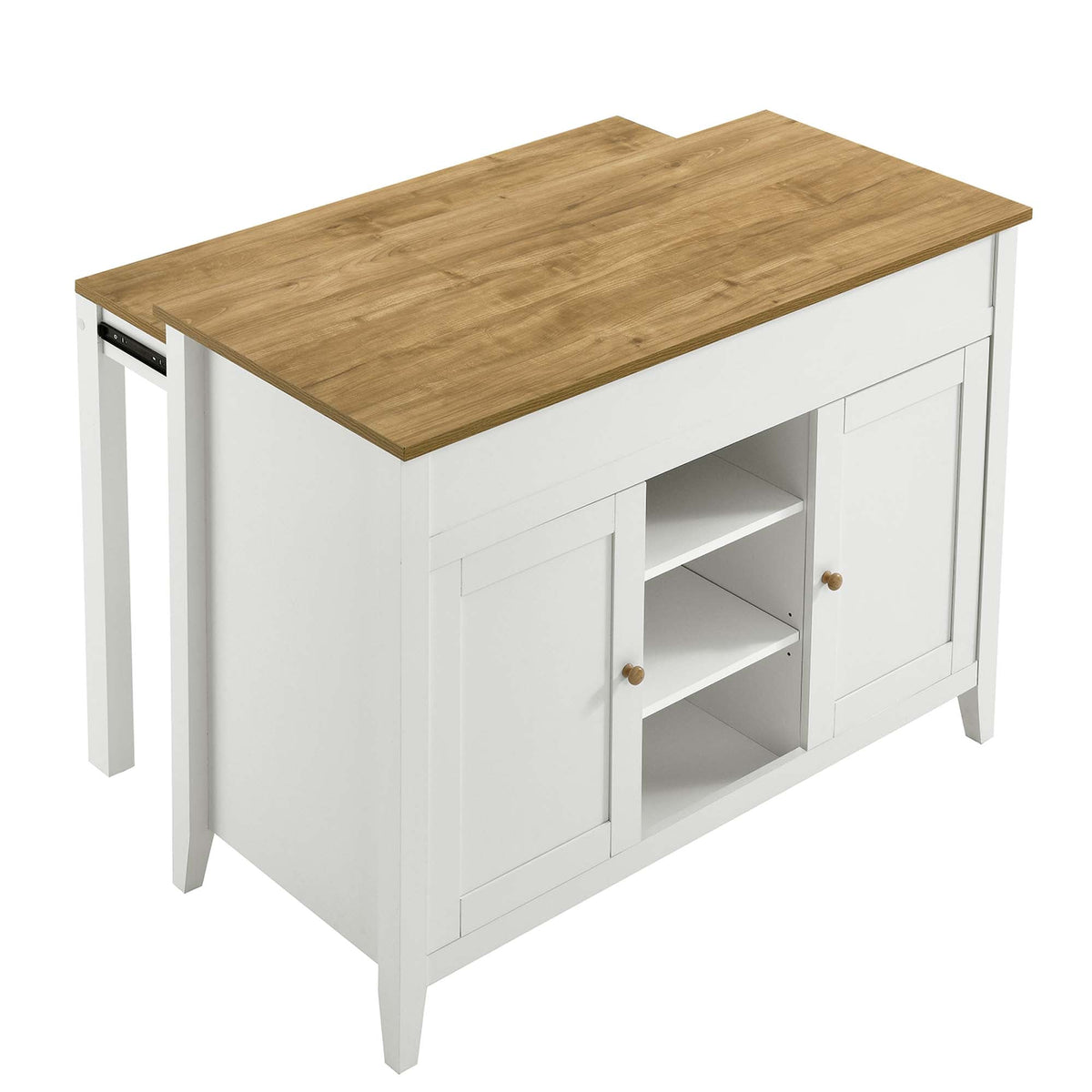 Garland Kitchen Island wooden top over white base with drawers and open shelves by Modway on Tampa Home & Garden Store