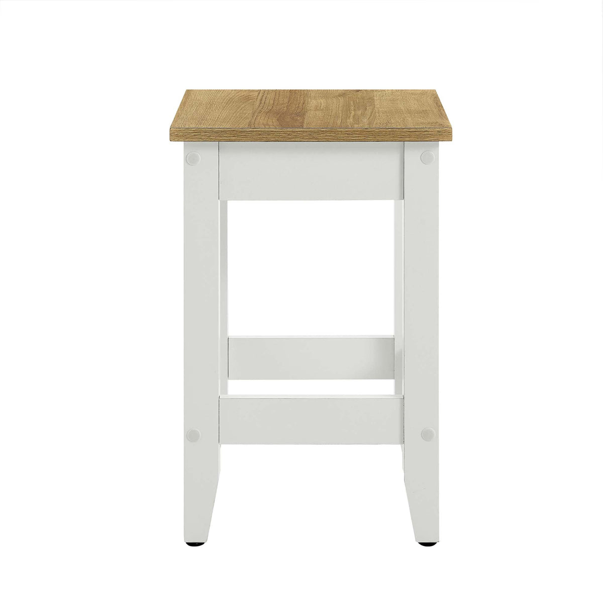 Sunbrook Kitchen Stool by HouseOfZazla; oak wood top on white painted legs on Tampa Home & Garden Store