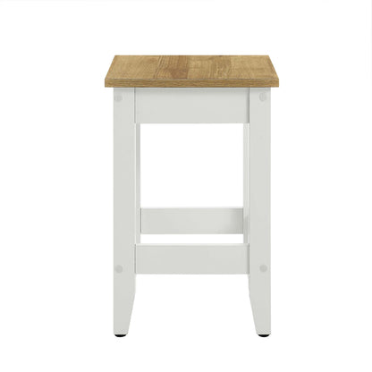 Sunbrook Kitchen Stool by HouseOfZazla; oak wood top on white painted legs on Tampa Home & Garden Store