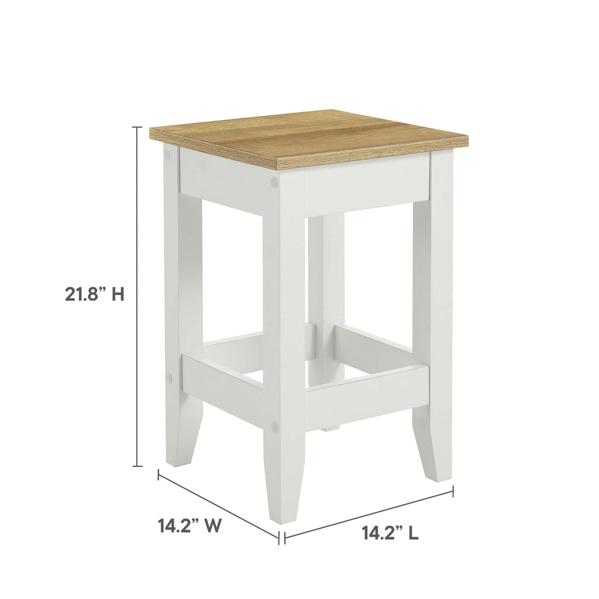 Sunbrook Kitchen Stool by Modway, white base with natural oak top, kitchen bar stool on Tampa Home & Garden Store