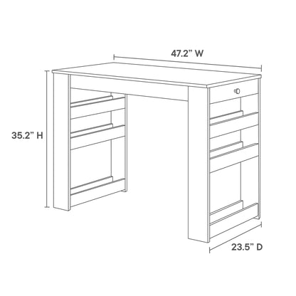 Galley kitchen island and stools blueprint with storage, 47.2W x 23.5D x 35.2H, HouseOfZazla on Tampa Home & Garden Store