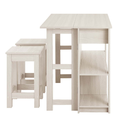 Meadowbrook 3-piece kitchen island and stools set pale wood with visible grain HouseOfZazla on Tampa Home & Garden Store