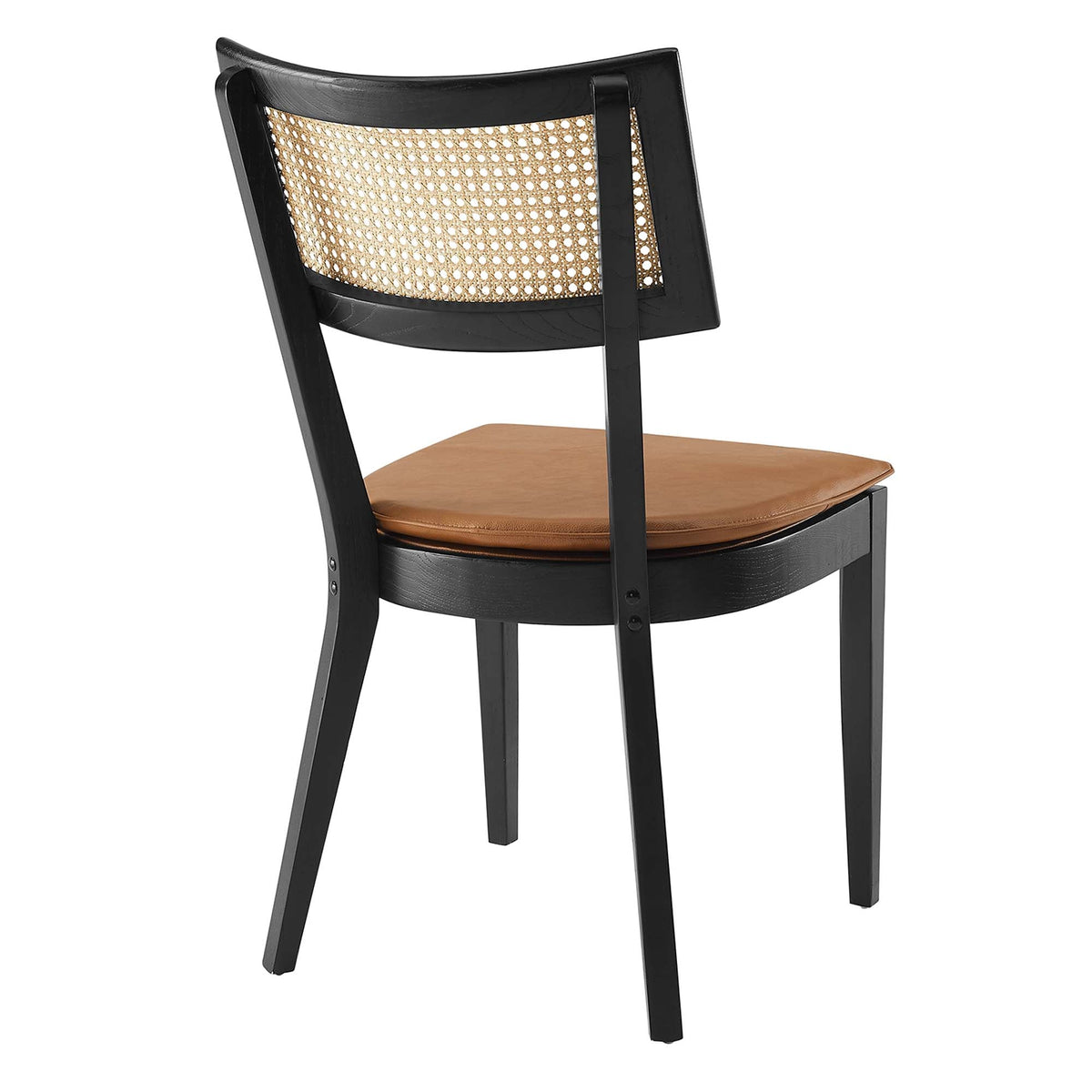 Caledonia vegan leather dining chairs set of 2 with black frame and cane back by HouseOfZazla on Tampa Home & Garden Store