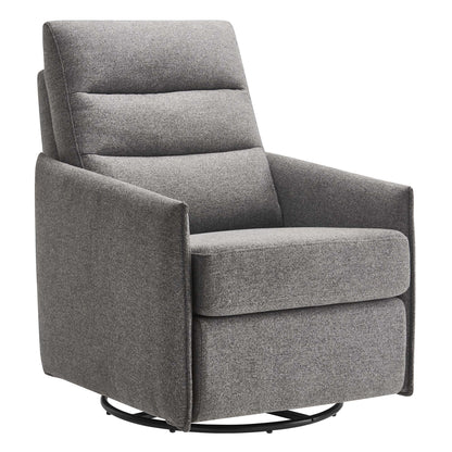 Etta Upholstered Fabric Lounge Chair by Modway, gray textured fabric with round metal base on Tampa Home & Garden Store