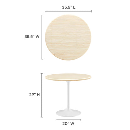 Lippa Round Faux Travertine Dining Table by Modway with travertine top and white pedestal base on Tampa Home & Garden Store