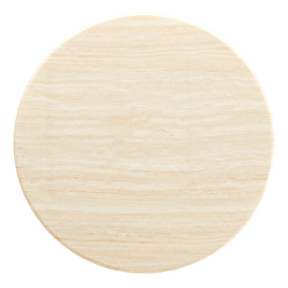 Lippa round faux travertine dining table top beige veining on Tampa Home & Garden Store