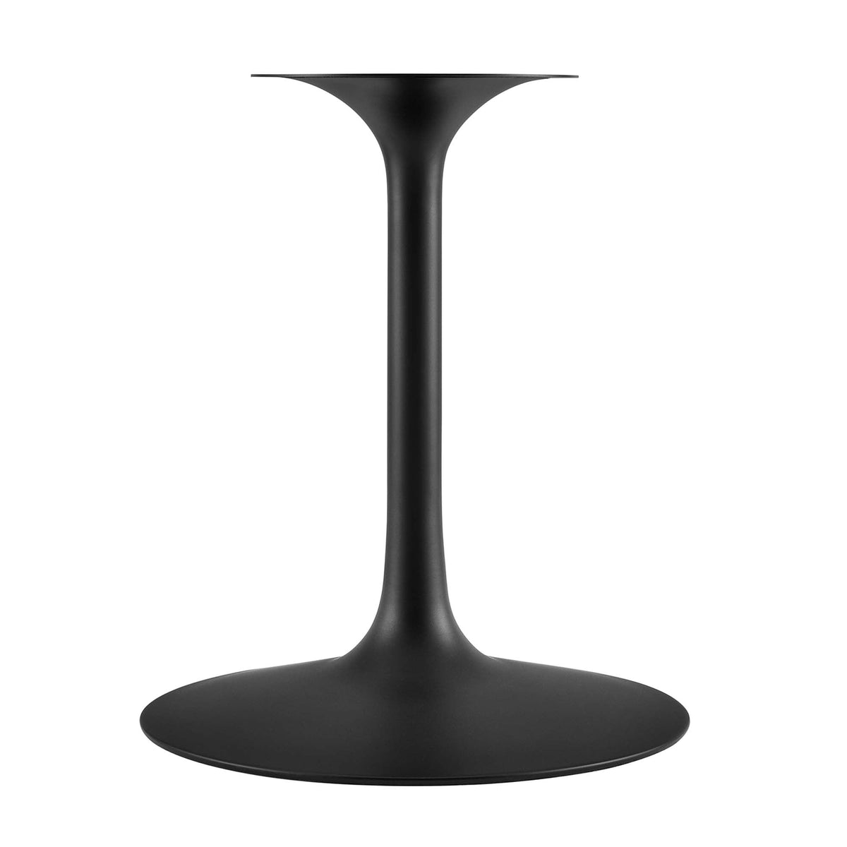 Lippa oval dining table pedestal base in black matte metal with a sculpted flared foot on Tampa Home & Garden Store
