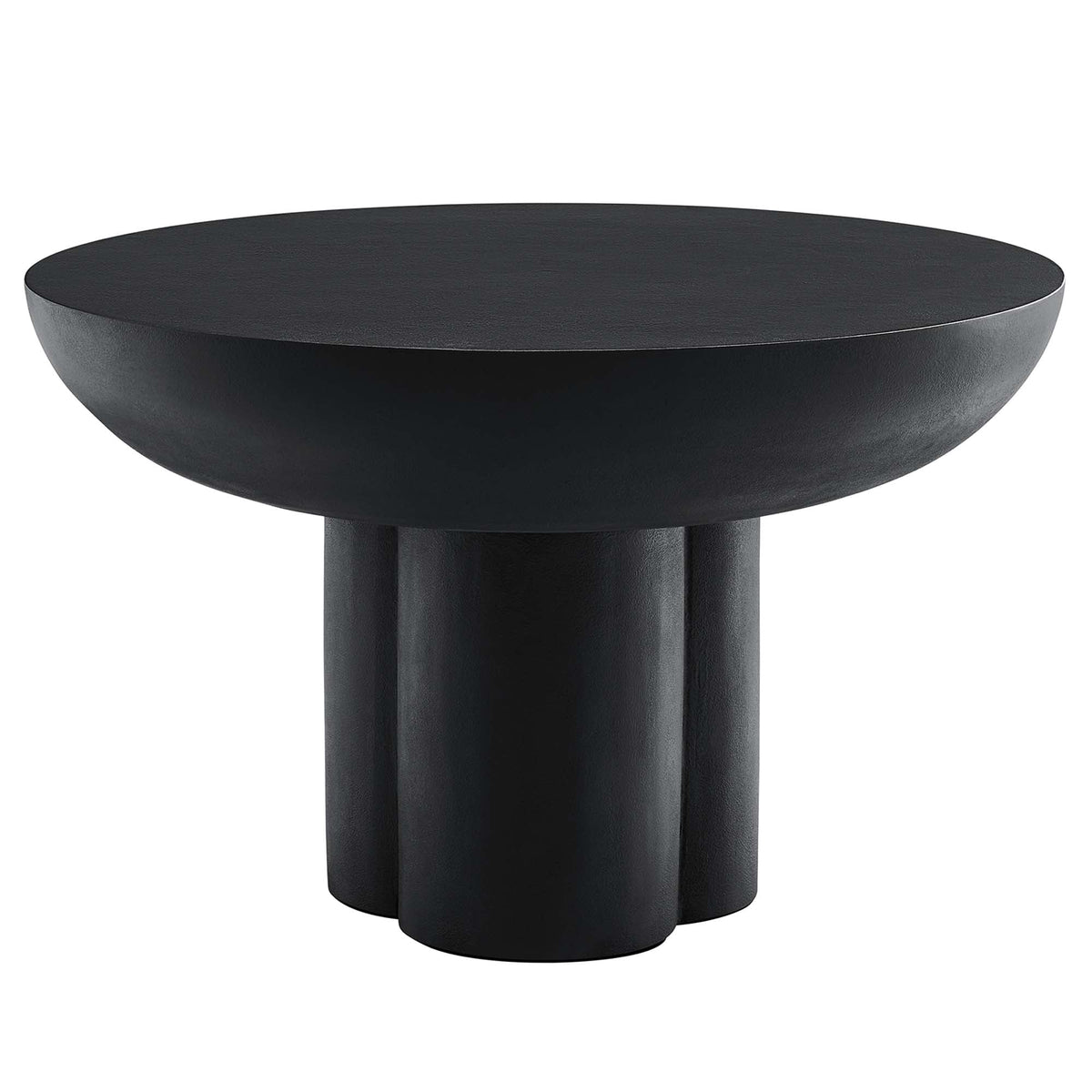 Caspian Round Concrete Coffee Table black round top with thick edge and cylindrical pedestal base on Tampa Home & Garden Store