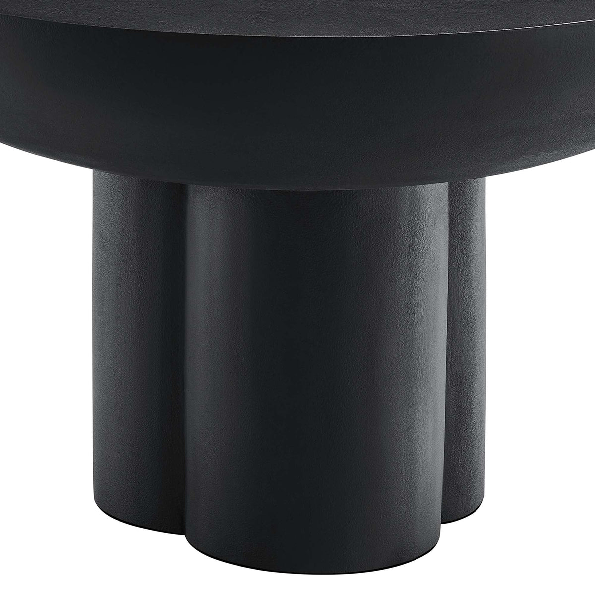 Caspian round concrete coffee table in black with thick cylindrical pedestal base on Tampa Home & Garden Store