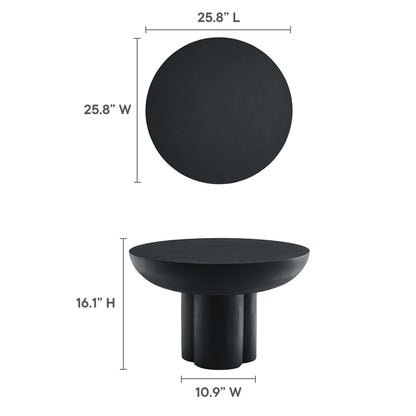 Caspian Round Concrete Coffee Table by Modway, black textured top with pedestal base on Tampa Home & Garden Store