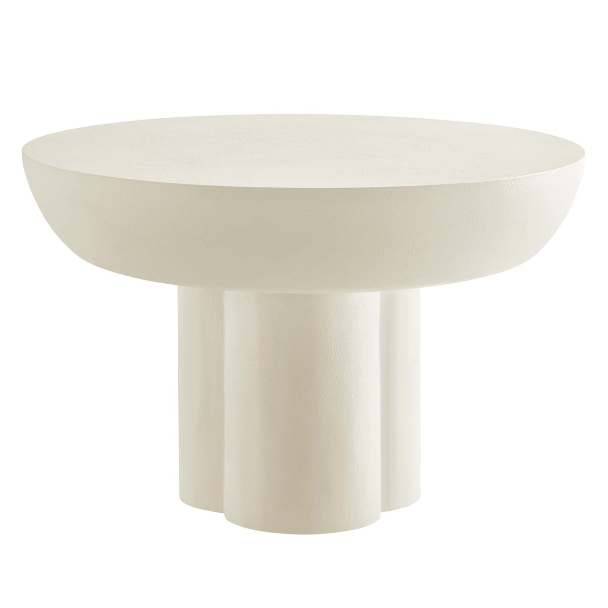 Caspian Round Concrete Coffee Table by Modway, cream textured top with thick pedestal base on Tampa Home & Garden Store