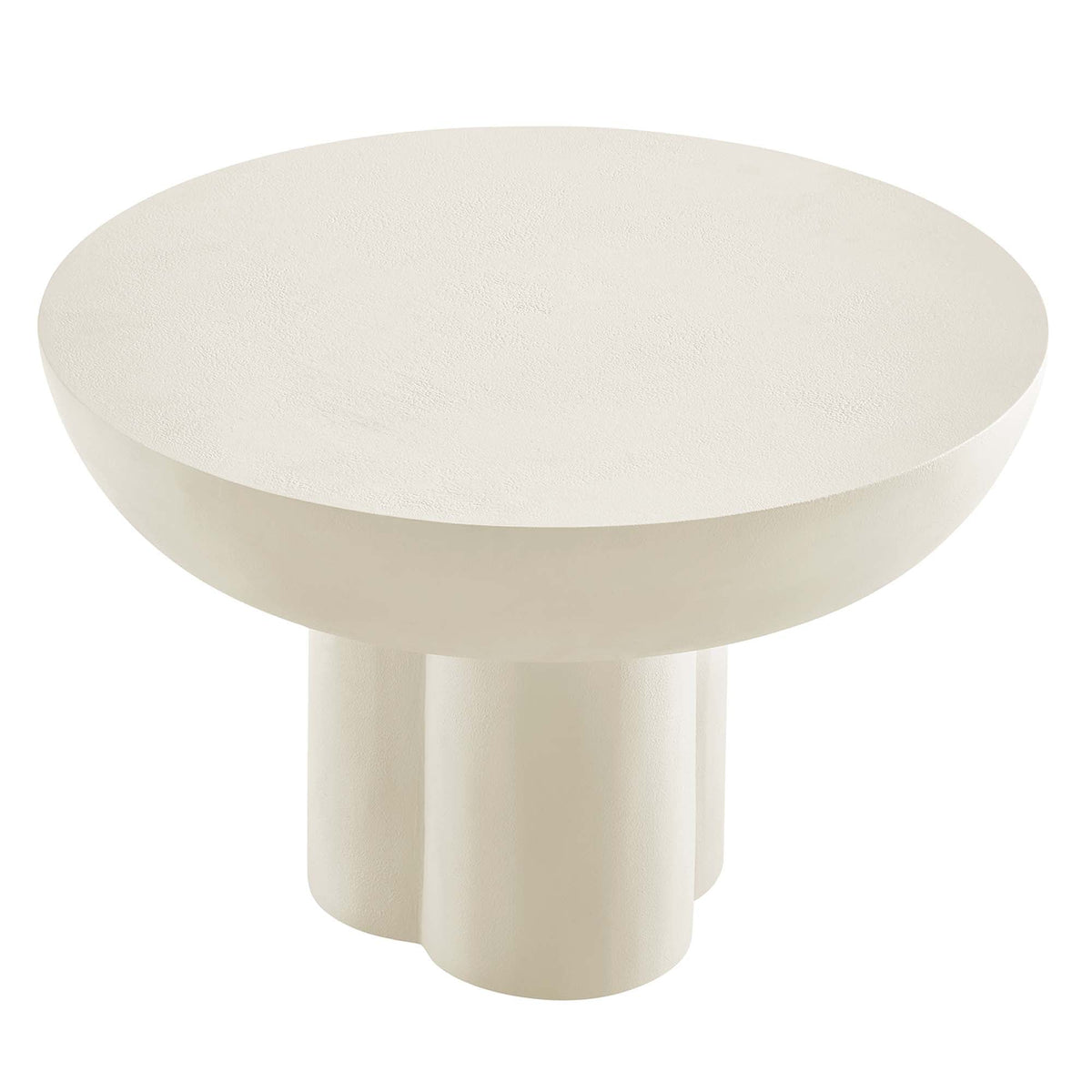 Caspian Round Concrete Coffee Table by Modway, white concrete round top with thick pedestal base on Tampa Home & Garden Store