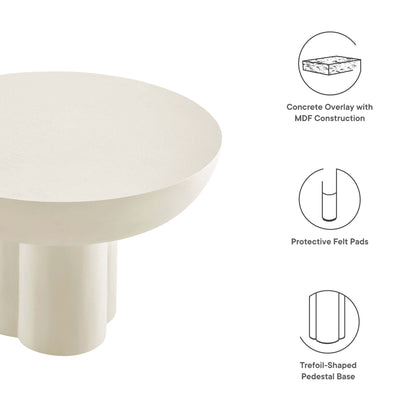 Caspian Round Concrete Coffee Table by Modway with cream top on cylindrical pedestal base on Tampa Home & Garden Store