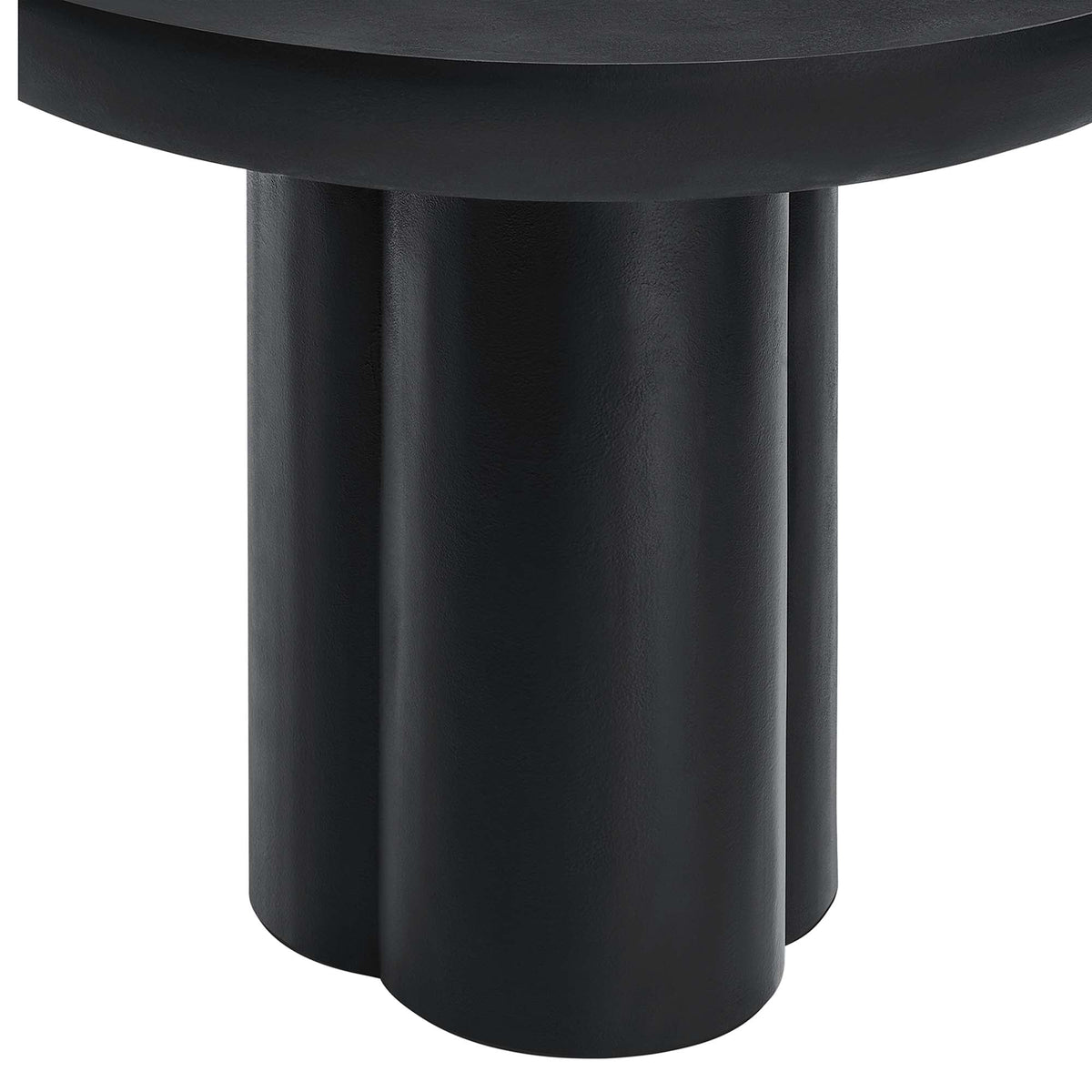 Caspian 40in round concrete dining table with black pedestal base on Tampa Home & Garden Store