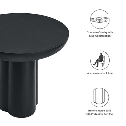 Caspian 40in round concrete dining table black finish with concrete overlay over MDF construction on Tampa Home & Garden Store