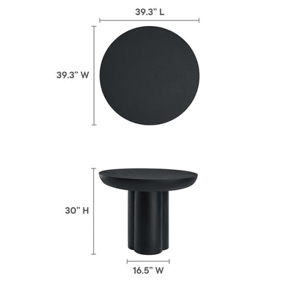 Caspian 40in Round Concrete Dining Table by Modway, black concrete finish with pedestal base on Tampa Home & Garden Store