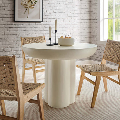 Caspian 40in Round Concrete Dining Table by Modway, white pedestal table with candles on Tampa Home & Garden Store