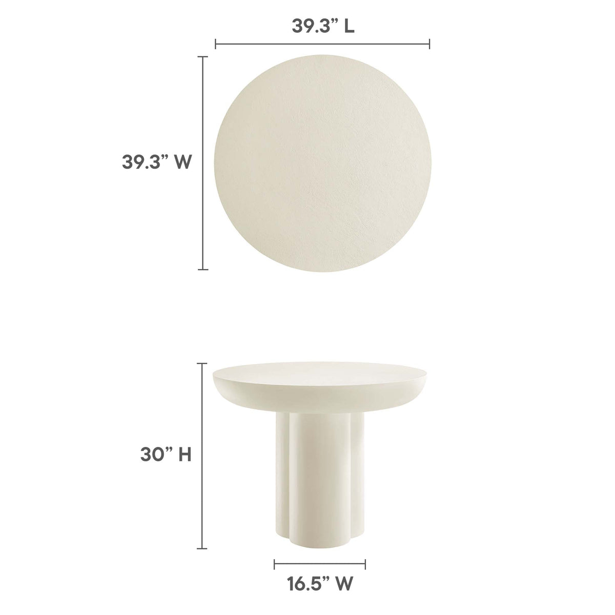 Caspian 40 inch round concrete dining table with cream finish and pedestal base by Modway on Tampa Home & Garden Store