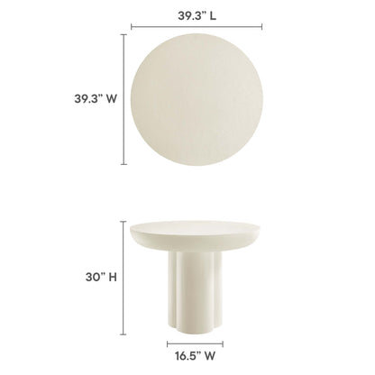 Caspian 40 inch round concrete dining table with cream finish and pedestal base by Modway on Tampa Home & Garden Store