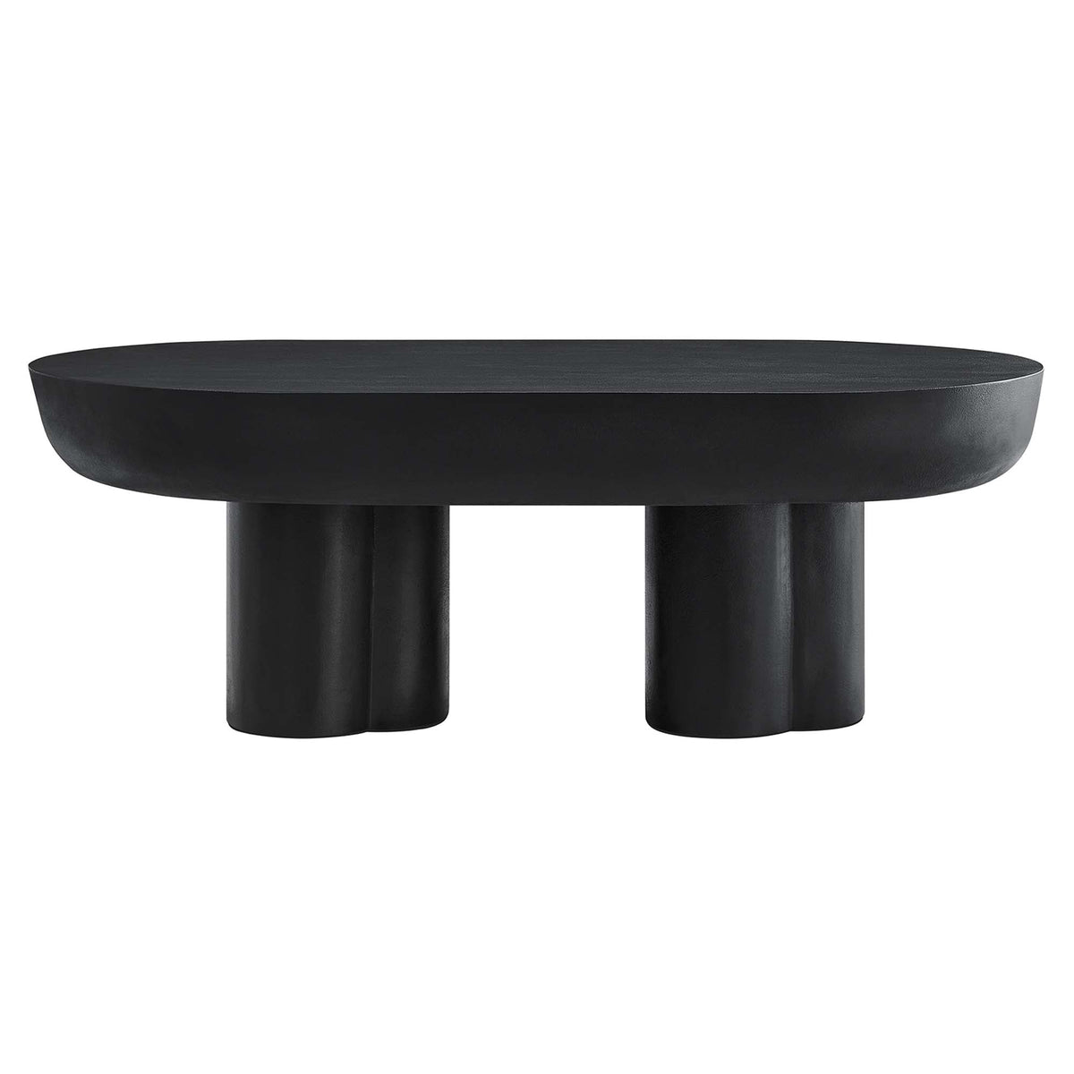 Caspian Oval Concrete Coffee Table by Modway black oval top with three thick cylindrical legs on Tampa Home & Garden Store