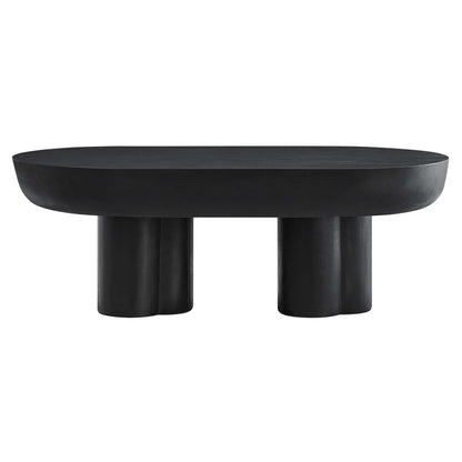 Caspian Oval Concrete Coffee Table by Modway black oval top with three thick cylindrical legs on Tampa Home & Garden Store