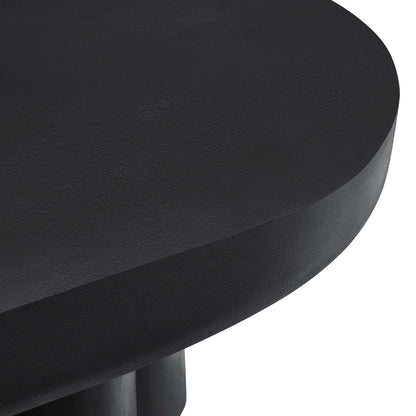 Caspian Oval Concrete Coffee Table textured top with cylindrical leg on Tampa Home & Garden Store