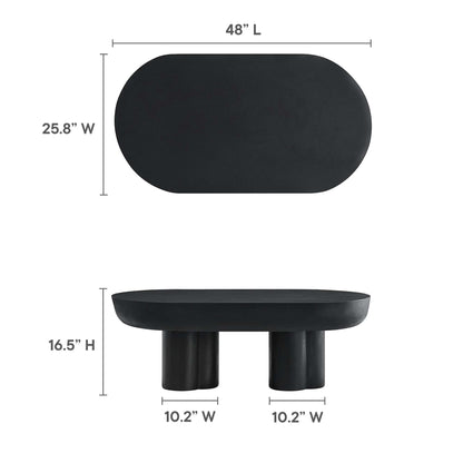 Caspian Oval Concrete Coffee Table black matte finish with oval top and chunky cylindrical legs on Tampa Home & Garden Store
