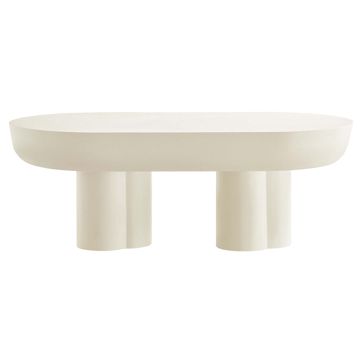 Caspian Oval Concrete Coffee Table with cream top and chunky cylindrical legs on Tampa Home & Garden Store
