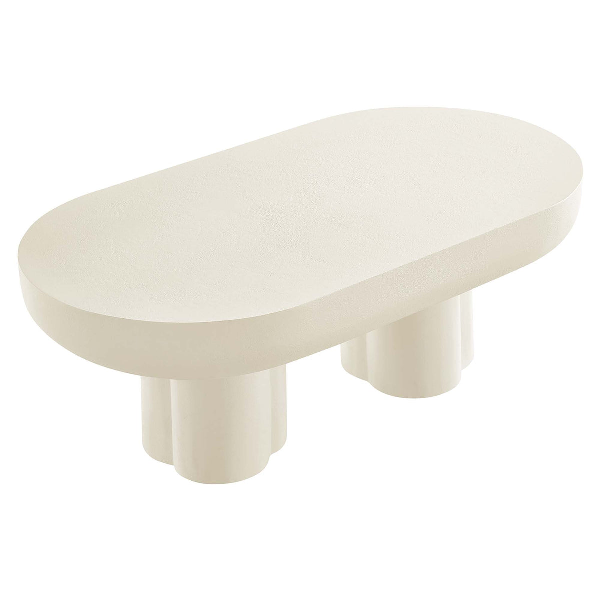 Caspian Oval Concrete Coffee Table cream with rounded-edge top and thick legs on Tampa Home & Garden Store