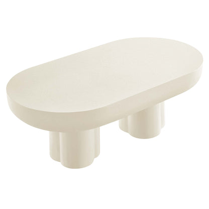 Caspian Oval Concrete Coffee Table cream with rounded-edge top and thick legs on Tampa Home & Garden Store
