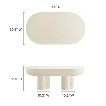Caspian Oval Concrete Coffee Table by Modway in cream concrete finish with four pedestal legs on Tampa Home & Garden Store