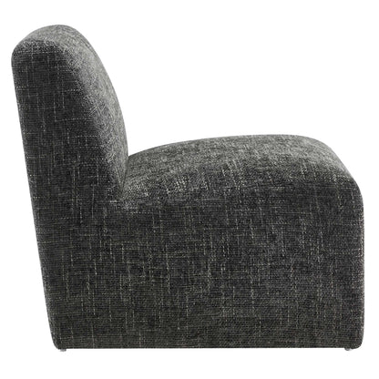 Amita Chenille Upholstered Accent Chair dark gray fabric with curved back HouseOfZazla on Tampa Home & Garden Store