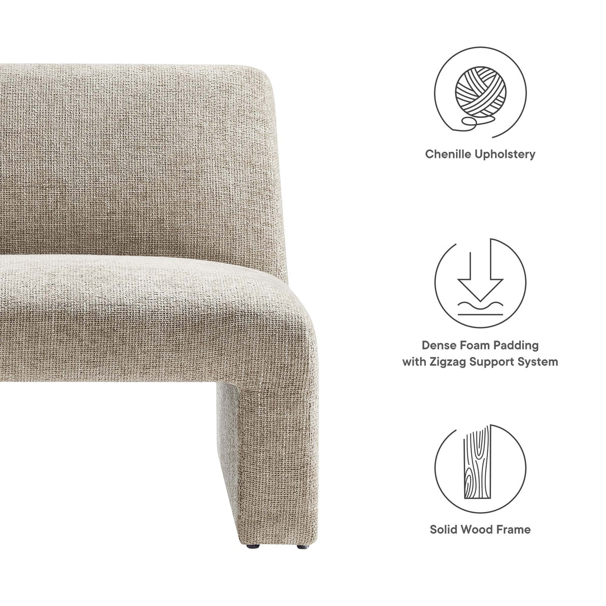 Amita Chenille Upholstered Accent Chair in beige chenille fabric by Modway for HouseOfZazla on Tampa Home & Garden Store