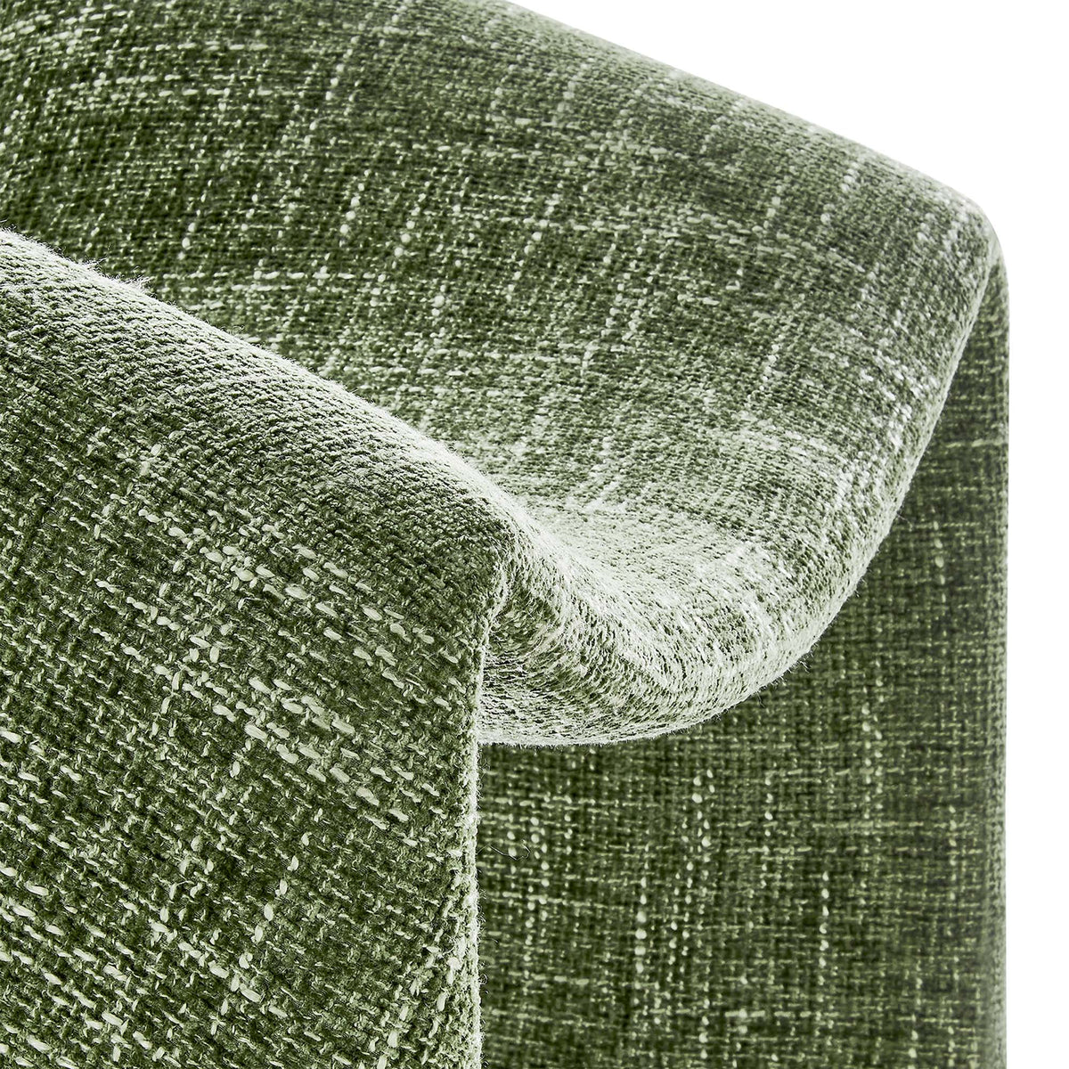 Vivi Chenille Upholstered Accent Chair fabric close-up olive green textured boucle on Tampa Home & Garden Store