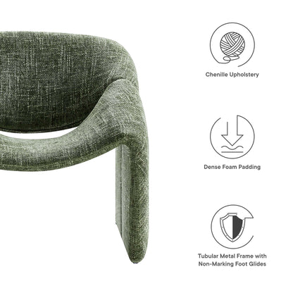 Vivi Chenille Upholstered Accent Chair in green chenille fabric by Modway on Tampa Home & Garden Store