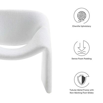 Vivi Chenille Upholstered Accent Chair by Modway in white chenille upholstery on Tampa Home & Garden Store