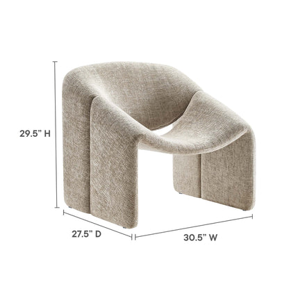 Vivi Chenille Upholstered Accent Chair beige chenille fabric sculptural loop arms HouseOfZazla on Tampa and Garden Store