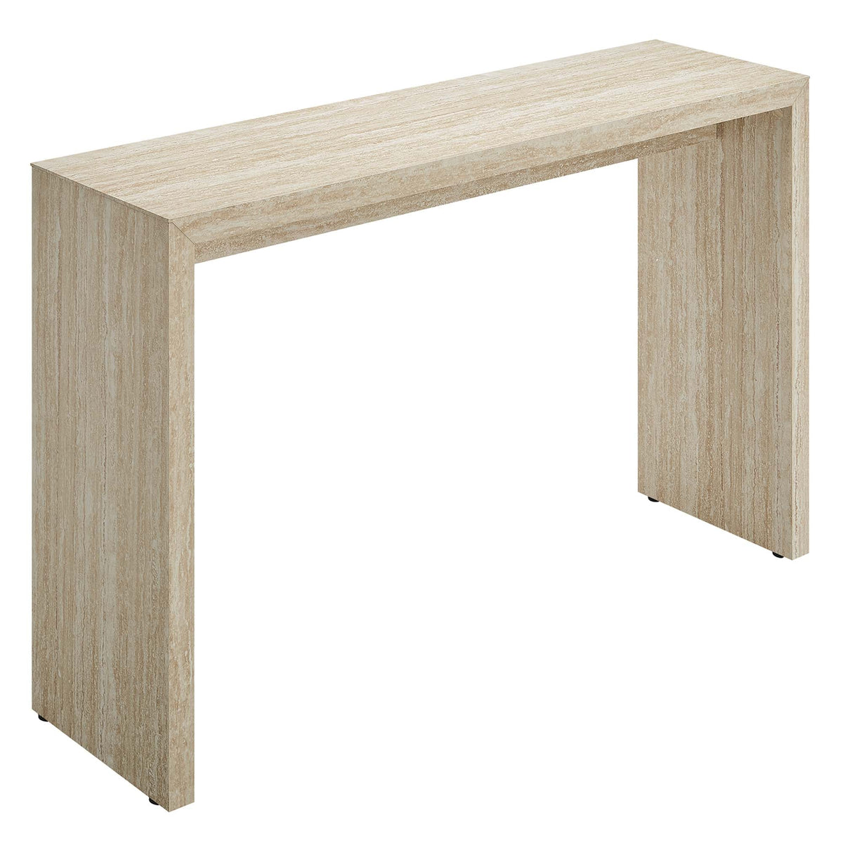 Mirella faux travertine console table beige finish for living room decor on Tampa Home & Garden Store