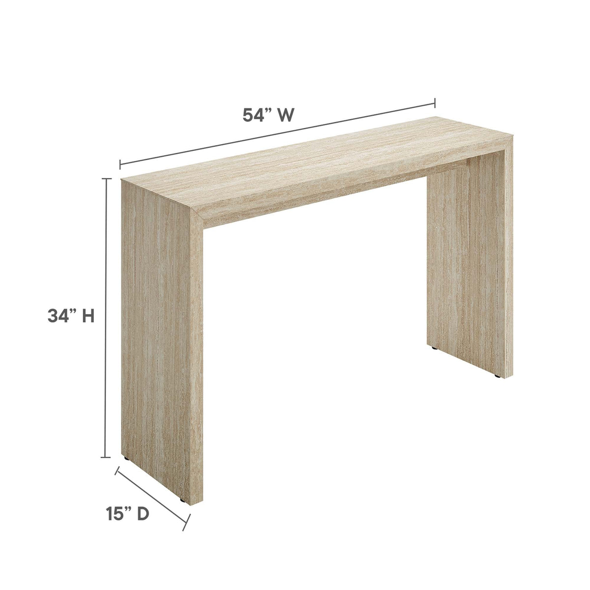 Mirella Faux Travertine Console Table by Modway, 54W, beige travertine finish for living room on Tampa Home & Garden Store