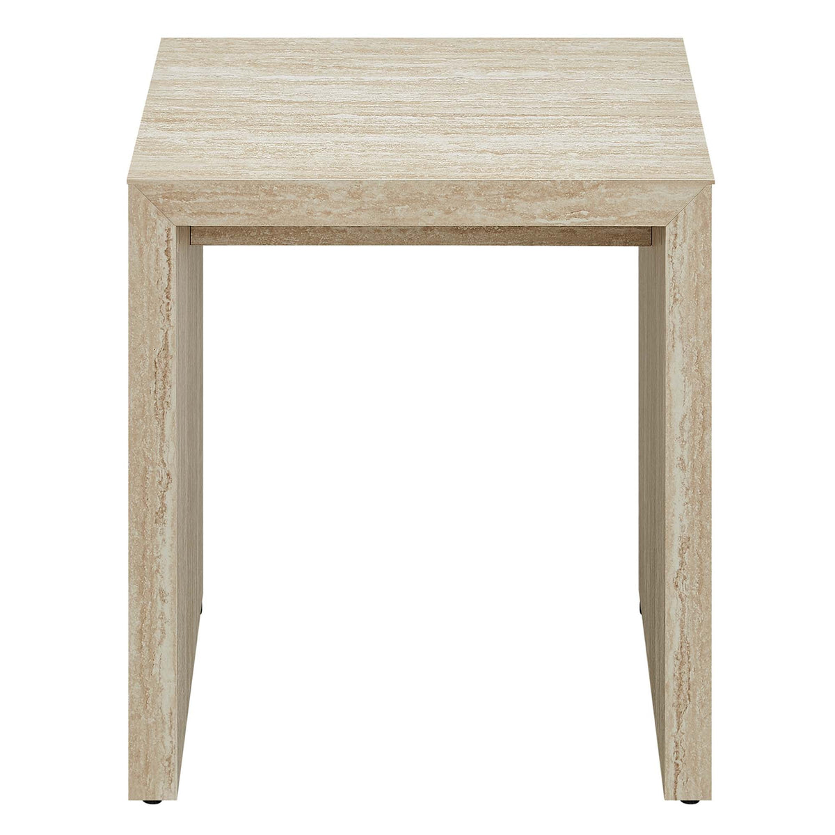 Mirella Faux Travertine Side Table by Modway, beige travertine finish with squared legs on Tampa Home & Garden Store