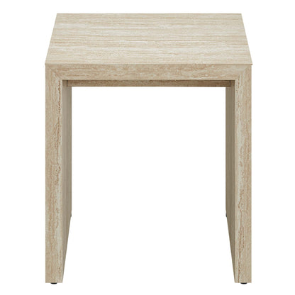 Mirella Faux Travertine Side Table by Modway, beige travertine finish with squared legs on Tampa Home & Garden Store