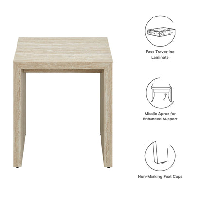 Mirella Faux Travertine Side Table beige faux travertine laminate by Modway, nightstand on Tampa Home & Garden Store