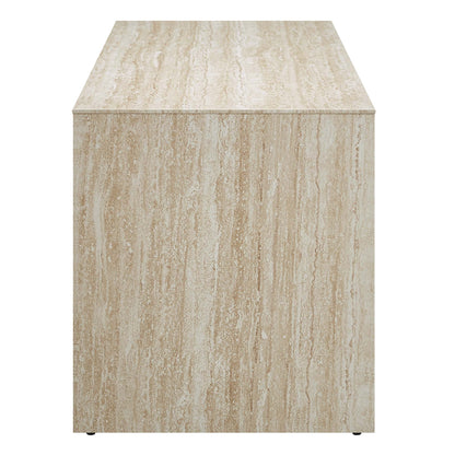 Mirella 62in Faux Travertine Long Bench by Modway beige travertine finish on Tampa Home & Garden Store