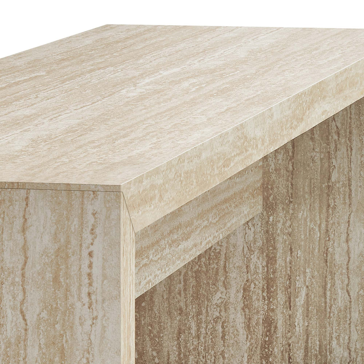Mirella 62in faux travertine long bench surface in beige, stone-textured top by Modway on Tampa Home & Garden Store