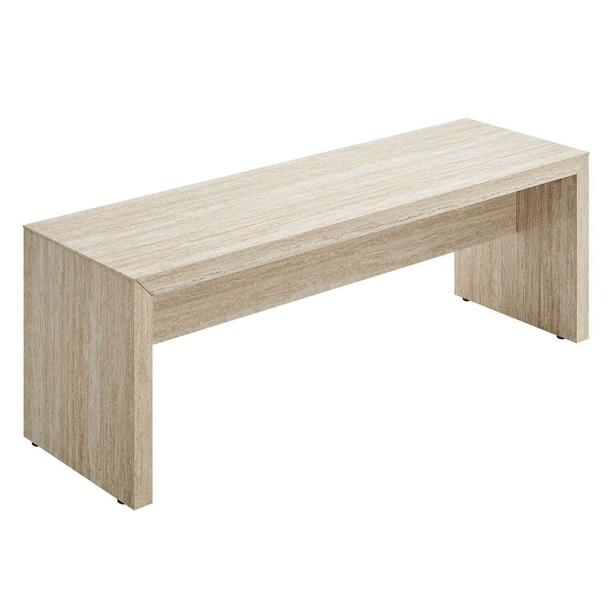Mirella 53.5-inch faux travertine indoor bench beige stone-look living room furniture on Tampa Home & Garden Store
