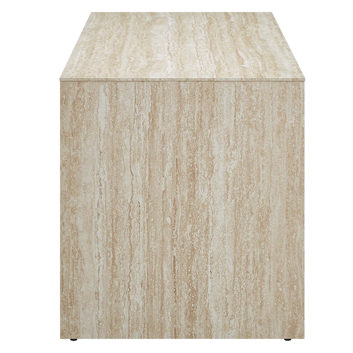 Mirella 53.5" faux travertine indoor bench by Modway, beige stone-textured living room furniture on Tampa Home & Garden Store