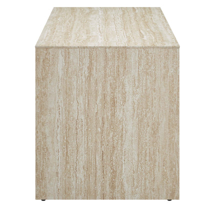 Mirella 53.5" faux travertine indoor bench by Modway, beige stone-textured living room furniture on Tampa Home & Garden Store